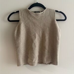 Merino Wool Tan Sleeveless Ribbed Top